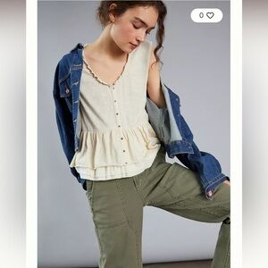 Pilcro - Chrissy Babydoll Top (Green)